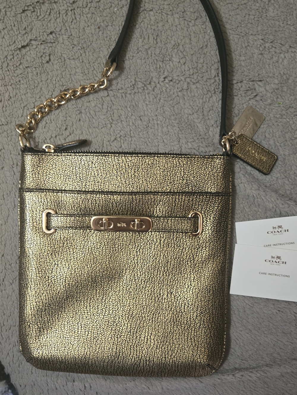 Coach Bronze Gold Metallic Crossbody Messenger Bag